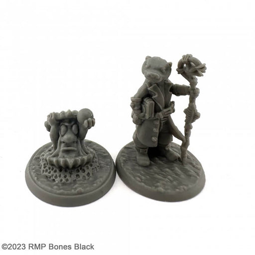 Mini - Reaper Bones Black 20744 Otterfolk Mage & Familiar