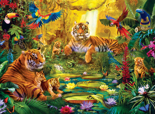 Puzzle (1000pc) Tiger Family in the Jungle