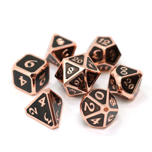 Dice 7-set Metal Mythica (16mm) Copper Onyx