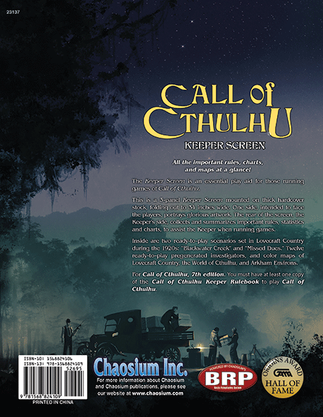 Keeper Screen - Call of Cthulhu (7th ed)
