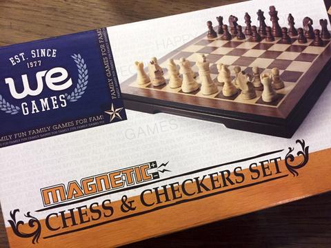 Chess & Checkers (8in) Folding Magnetic Wood