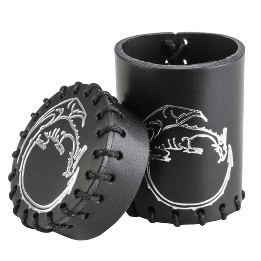 Dice Cup Black Leather Dragon