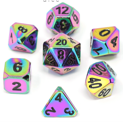 Dice 7-set Metal Forge (16mm) Scorched Rainbow / Black