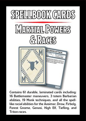 D&D Spell Cards (2018) Martial Powers & Races