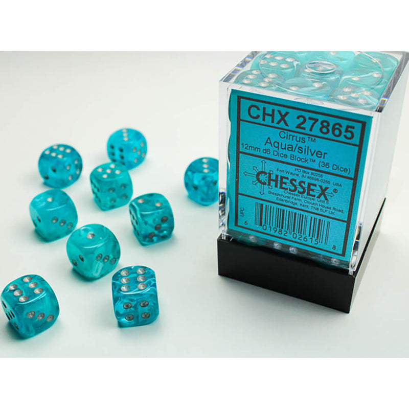 Dice Set 36d6 Cirrus (12mm) 27865 Aqua / Silver