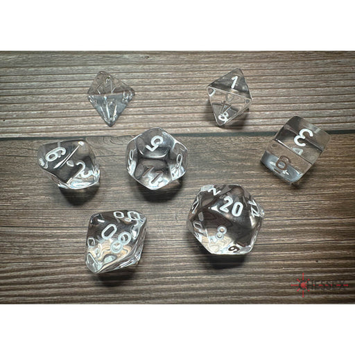 Dice 7-set Translucent (16mm) 23071 Clear / White