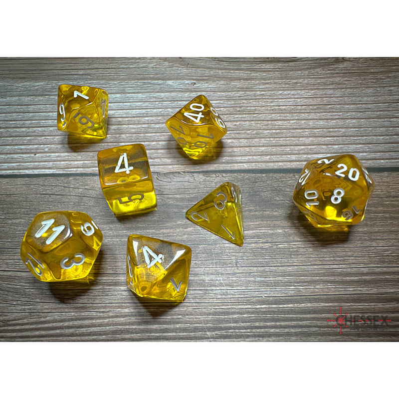 Dice 7-set Translucent (16mm) 23072 Yellow / White