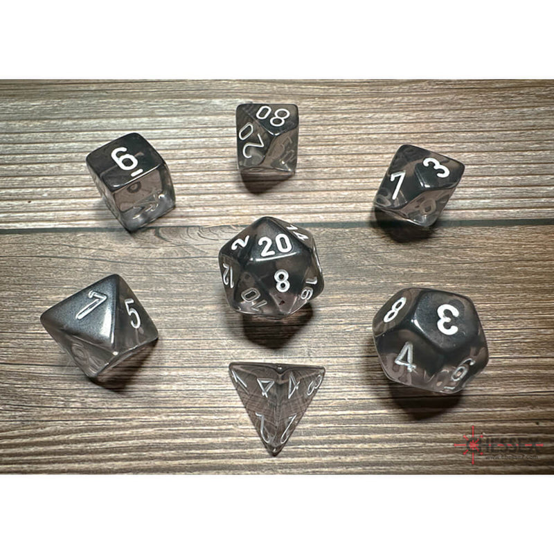 Dice 7-set Translucent (16mm) 23078 Smoke / White