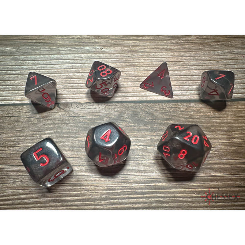 Dice 7-set Translucent (16mm) 23088 Smoke / Red