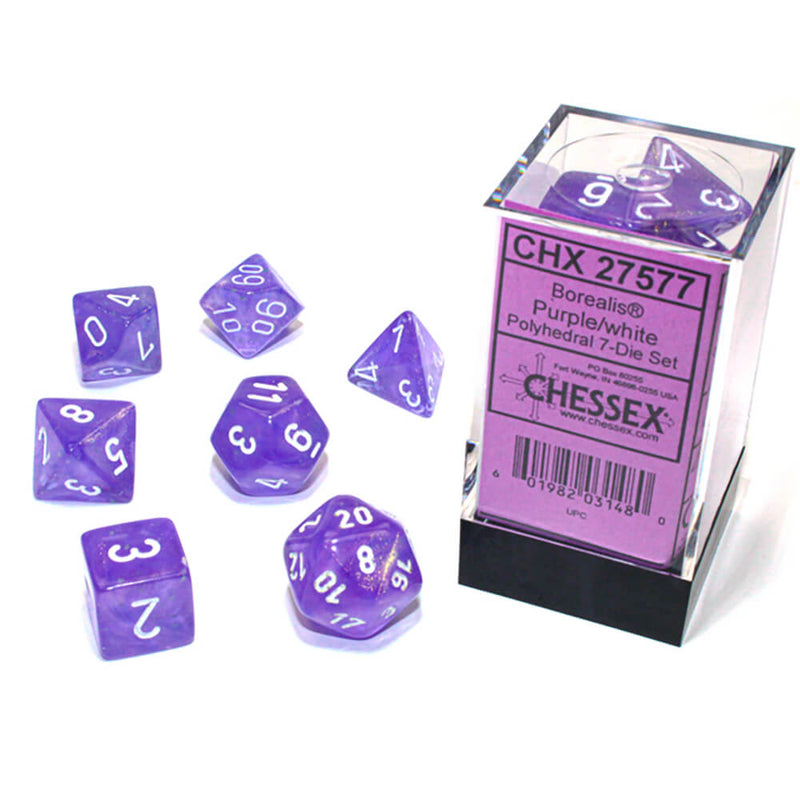 Dice 7-set Borealis (16mm) 27577 Purple / White