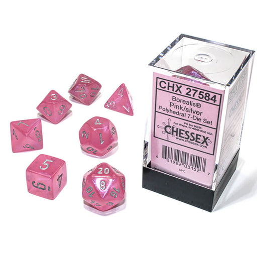 Dice 7-set Borealis (16mm) 27584 Pink / Silver
