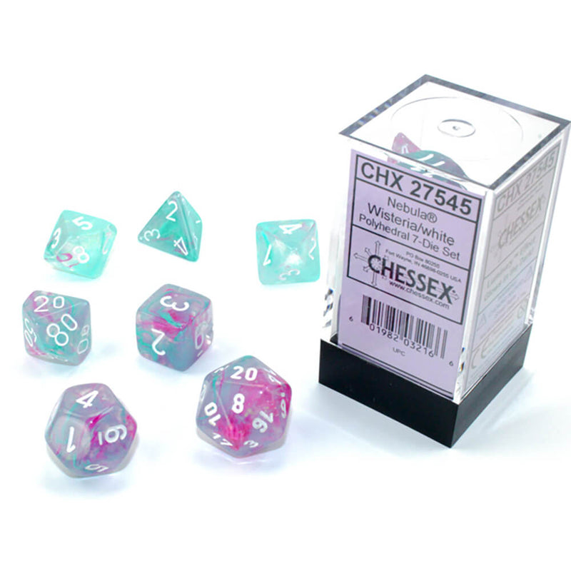 Dice 7-set Nebula (16mm) 27545 Wisteria / White