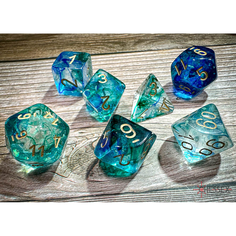 Dice 7-set Nebula (16mm) 27556 Oceanic / Gold