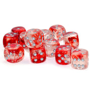 Dice Set 12d6 Nebula Luminary (16mm) 27754 Red / Silver