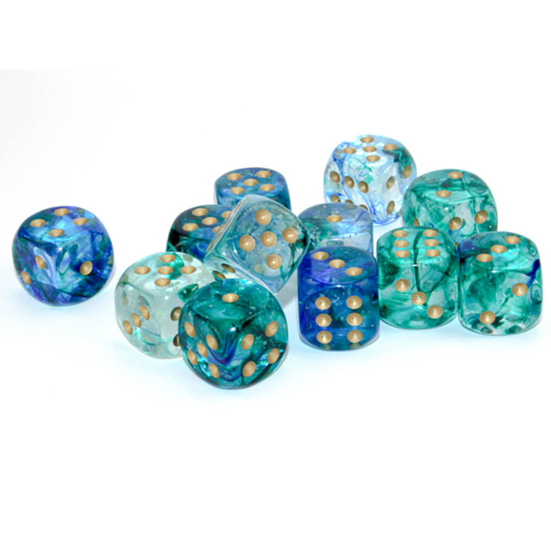 Dice Set 12d6 Nebula (16mm) 27756 Oceanic / Gold