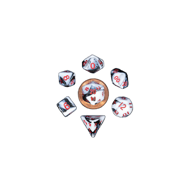Dice 7-set Mini Opaque (10mm) Marble / Red