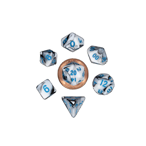Dice 7-set Mini Opaque (10mm) Marble / Blue