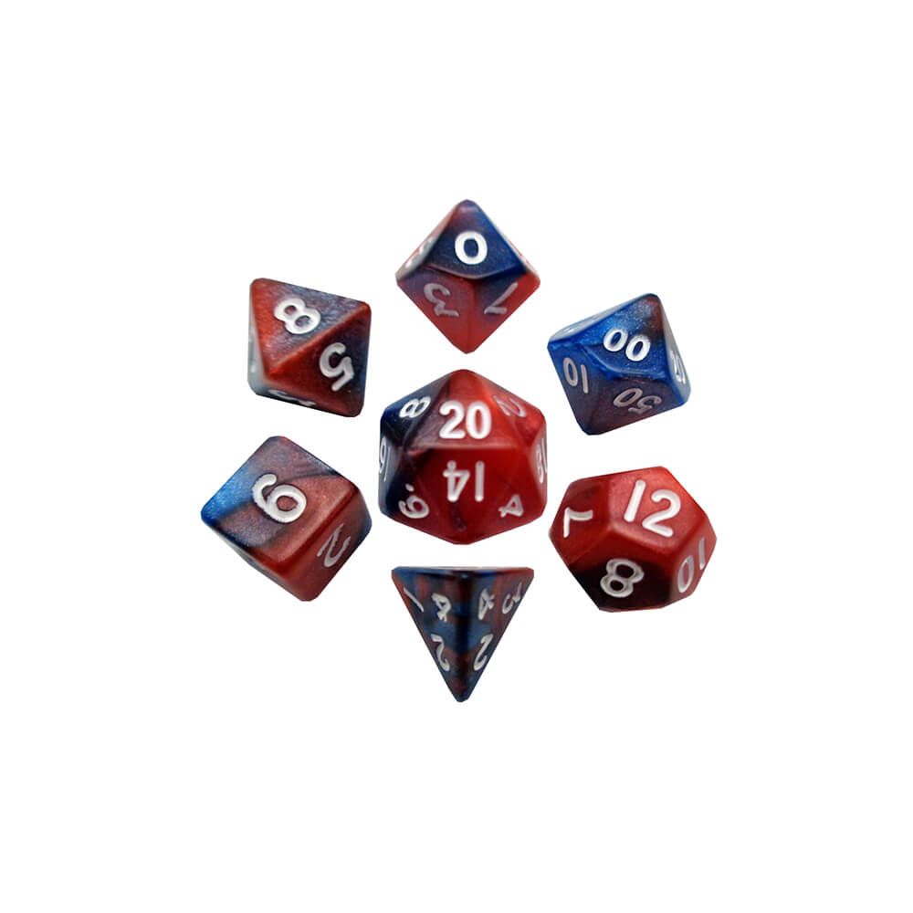 Dice 7-set Mini Opaque (10mm) Red Blue / White