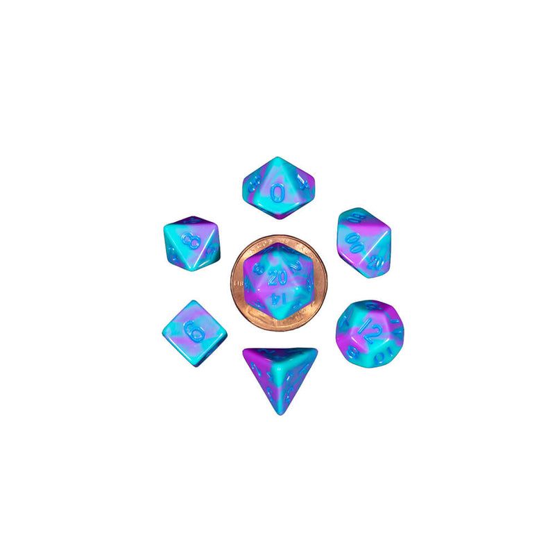 Dice 7-set Mini Opaque (10mm) Purple Teal / Blue
