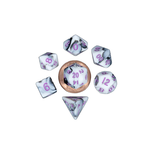 Dice 7-set Mini Opaque (10mm) Marble / Purple
