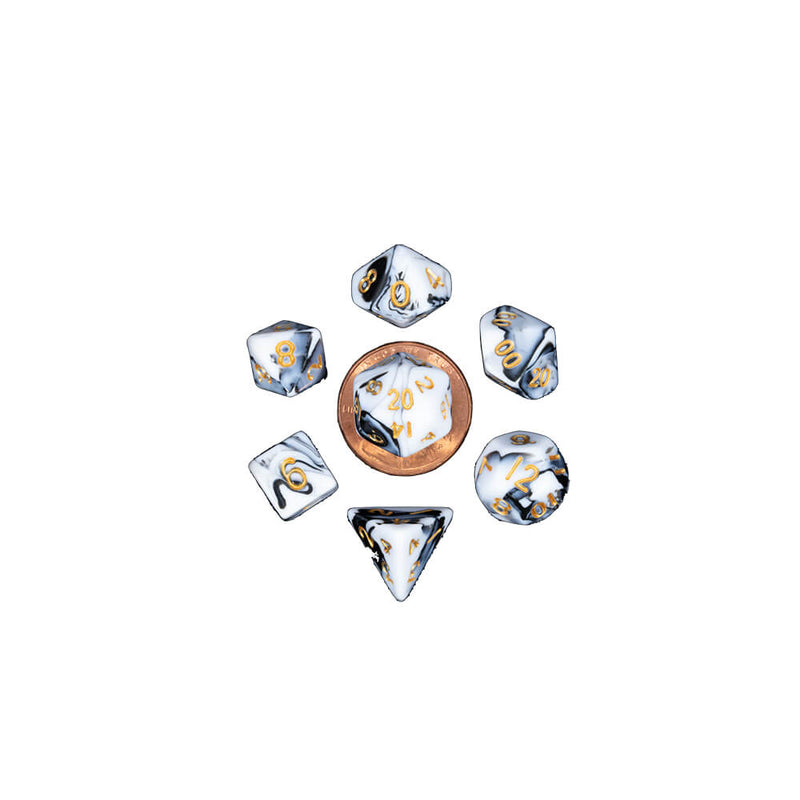 Dice 7-set Mini Opaque (10mm) Marble / Gold