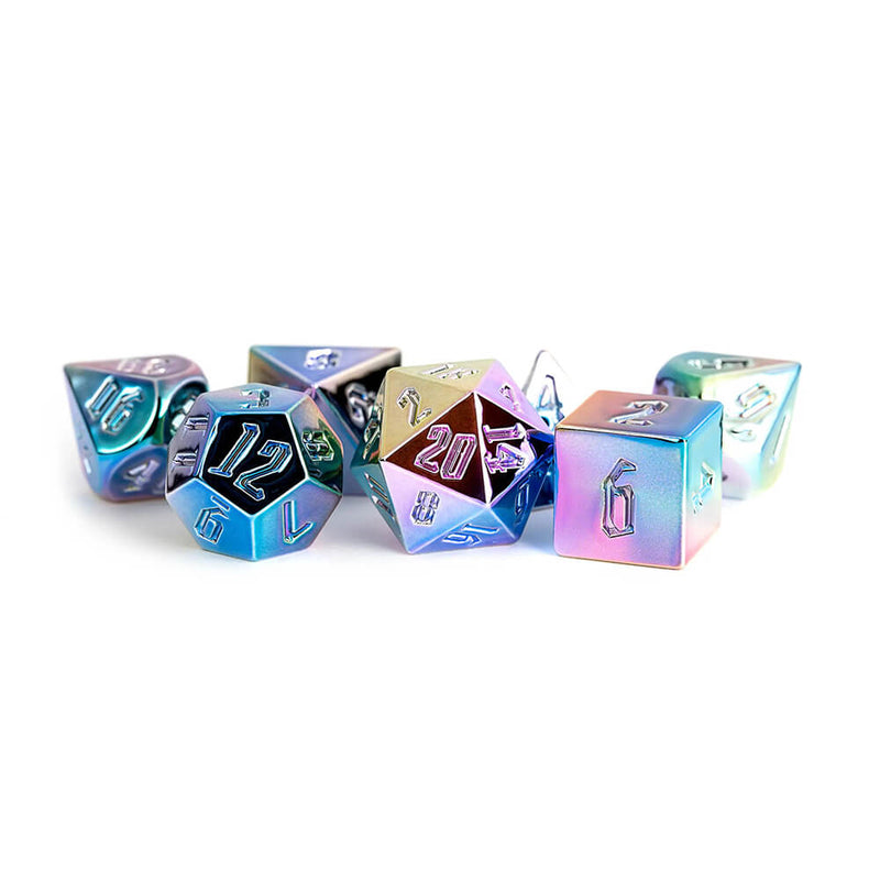 Dice 7-set Plated Aluminum Acrylic (16mm) Rainbow Aegis / Uninked