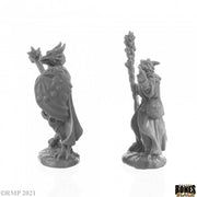 Mini - Reaper Bones Black 44144 Dragonfolk Wizard and Cleric