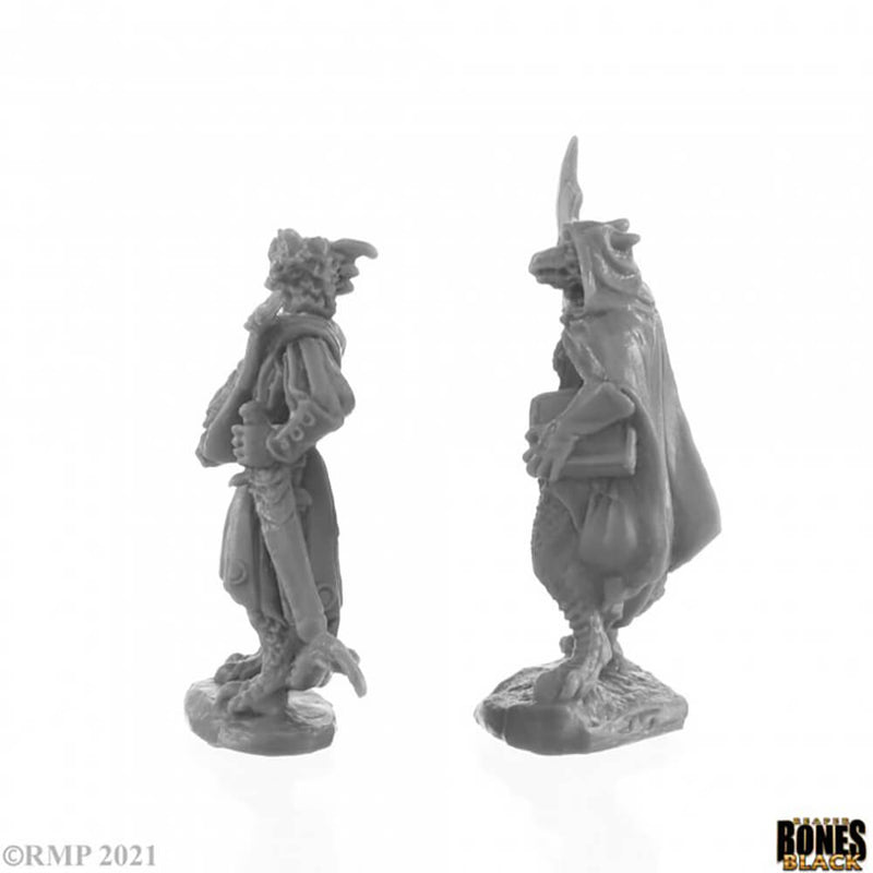 Mini - Reaper Bones Black 44145 Dragonfolk Bard and Thief