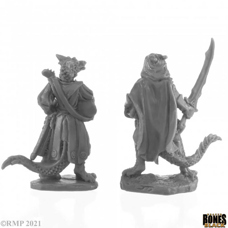 Mini - Reaper Bones Black 44145 Dragonfolk Bard and Thief