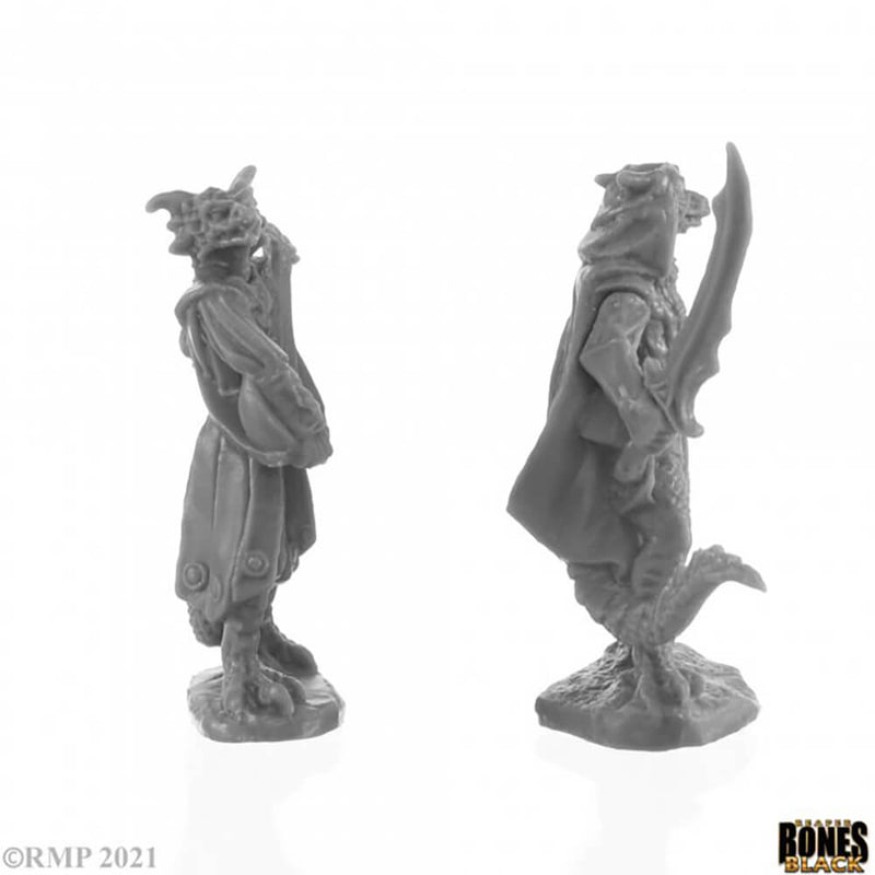 Mini - Reaper Bones Black 44145 Dragonfolk Bard and Thief
