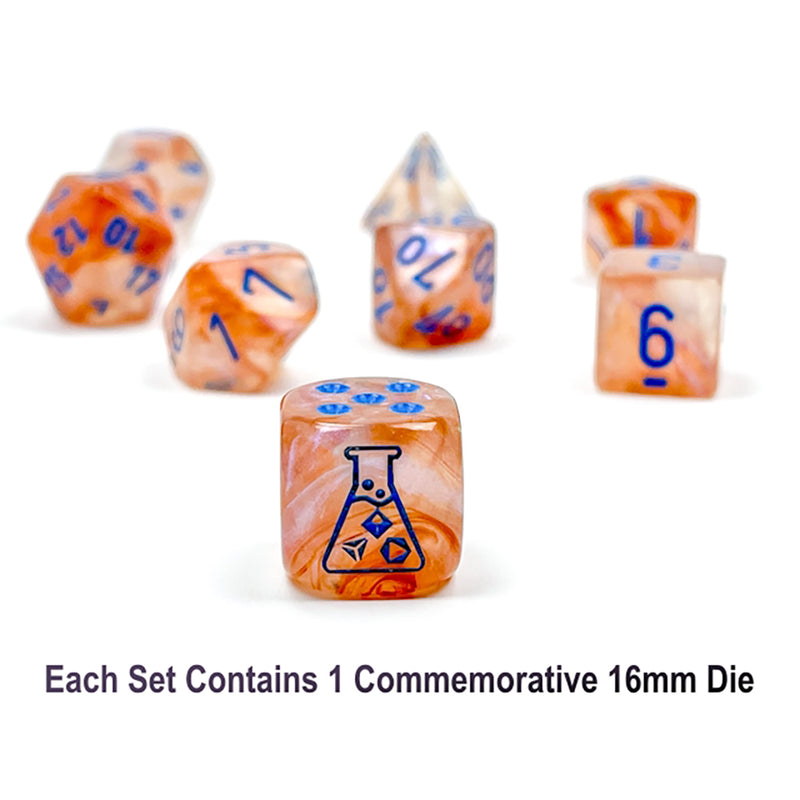 Dice 7-set Lab Borealis Luminary (16mm) 30045 Rose Gold / Light Blue