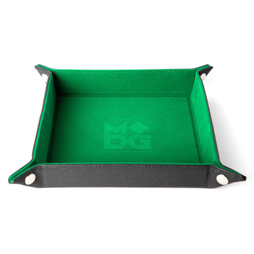 Dice Tray (10x10in) Leather Back / Velvet Green