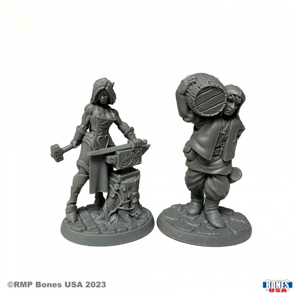 Mini - Reaper Bones USA 30124 Townsfolk : Cooper and Blacksmith (2ct)