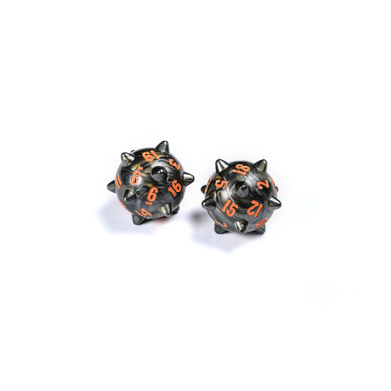 Dice Set 2d20 Spiked Balls Steel Grey