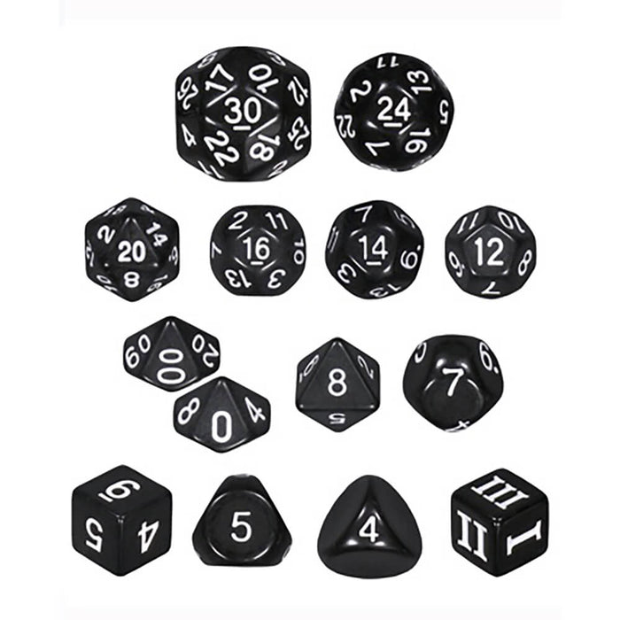 Dice 14-set DCC Dice of Unusual Size Black / White