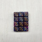 Dice Set 12d6 MTG Counters +1/+1 (16mm) Glitter Dark Blue Purple / Gold