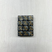 Dice Set 12d6 MTG Counters +1/+1 (16mm) Black Pearl / Gold
