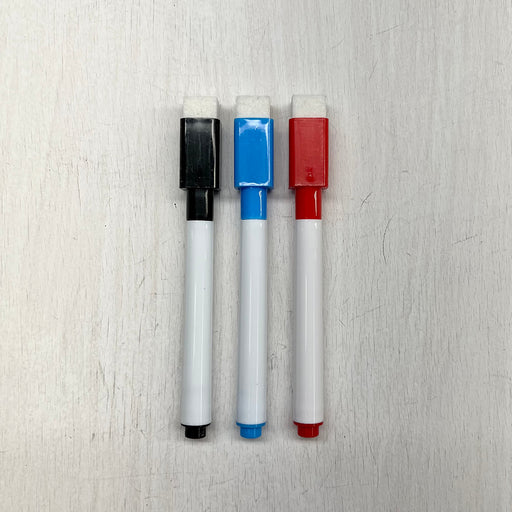 Dry Erase Marker w/ Eraser (3ct) Black Blue Red