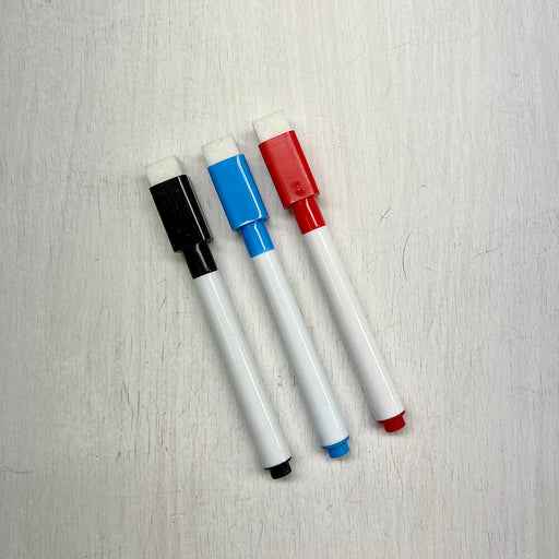 Dry Erase Marker w/ Eraser (3ct) Black Blue Red