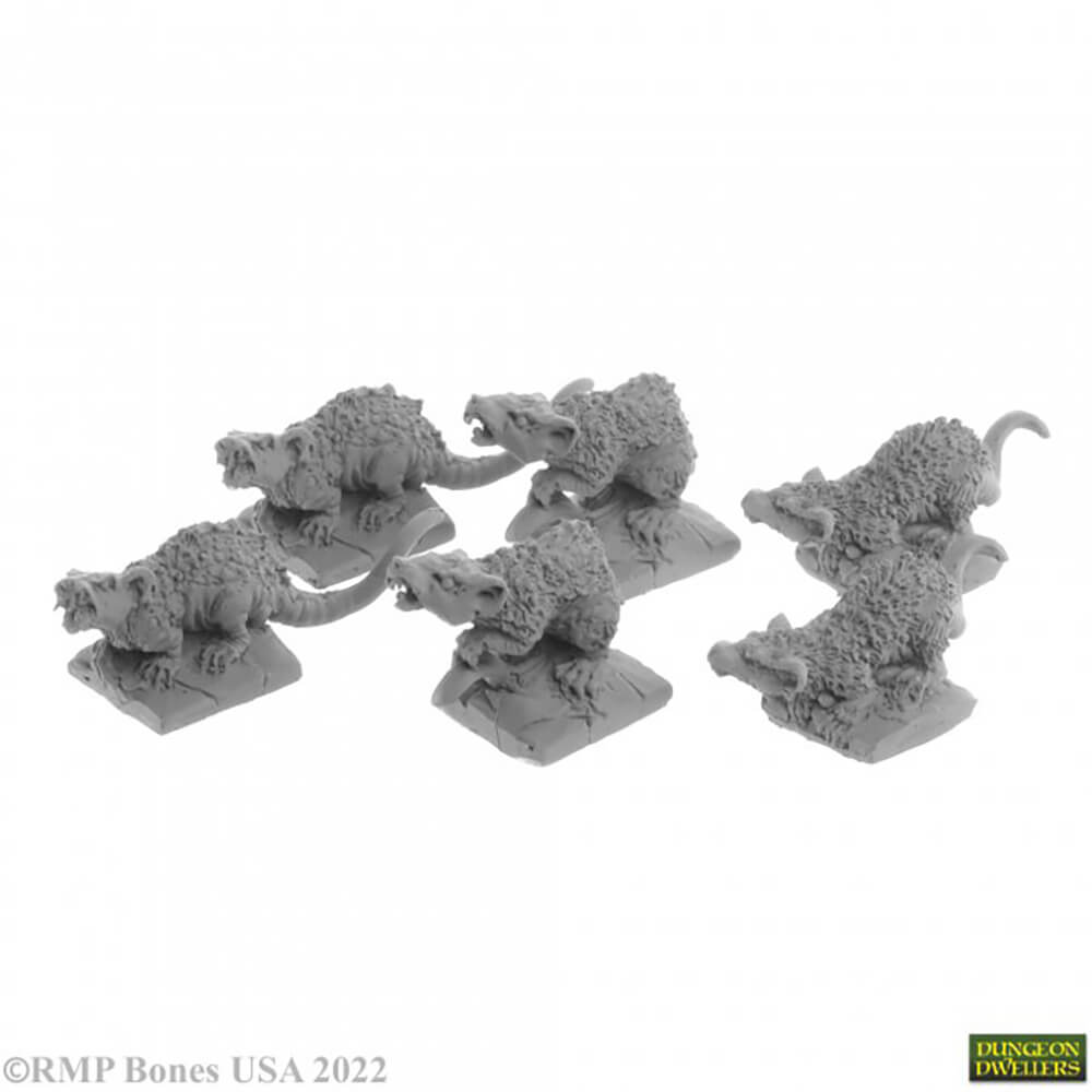 Mini - Reaper Bones USA 07031 Giant Tomb Rats (6ct)