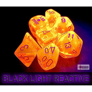 Dice 7-set Lab Translucent (16mm) 30060 Neon Orange / White