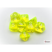 Dice 7-set Lab Translucent (16mm) 30061 Neon Yellow / White