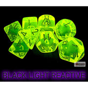 Dice 7-set Lab Translucent (16mm) 30061 Neon Yellow / White