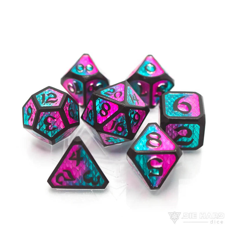 Dice 7-set Metal Drakona (16mm) Embers Cazn