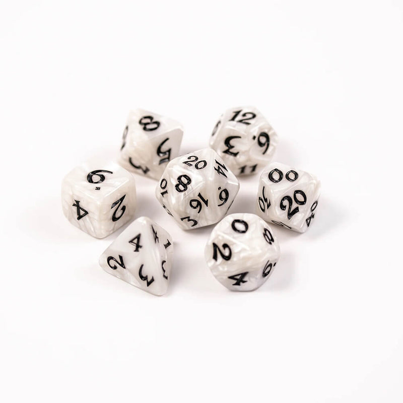 Dice 7-set Elessia (16mm) Essentials : White / Black