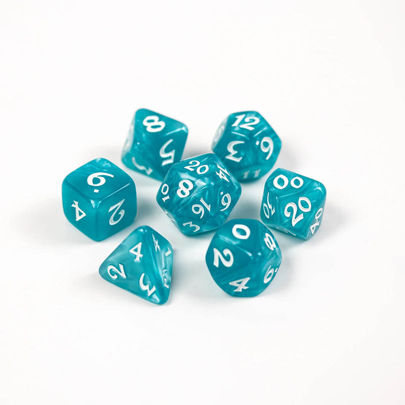 Dice 7-set Elessia (16mm) Essentials : Teal / White