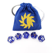 Dice Set + Bag 5d4 Bless Blue / Silver Gold