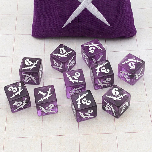 Dice Set + Bag 10d6 Sneak Attack Purple / White