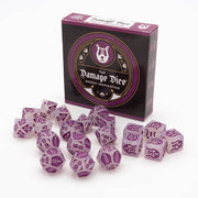 Dice Set + Bag Bardic Inspiration Silver Glitter / Purple