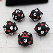 Dice Set + Bag 5d20 Death Saves Black / White Red